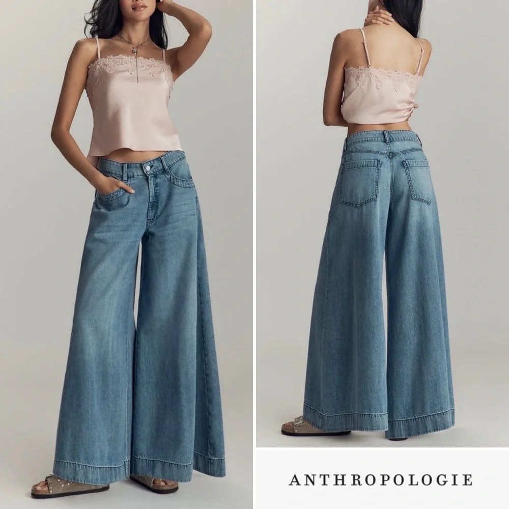 Anthropologie Pilcro Mid-Rise Super Wide Leg Jeans
Elkhorn Coral Blue 30 NWT - Picture 1 of 16